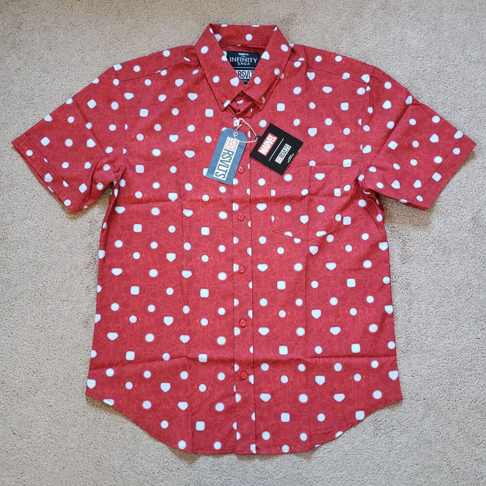RSVLTS X Marvel Iron Man Arc Reactor Size Medium Mens Infinity Saga Button Down